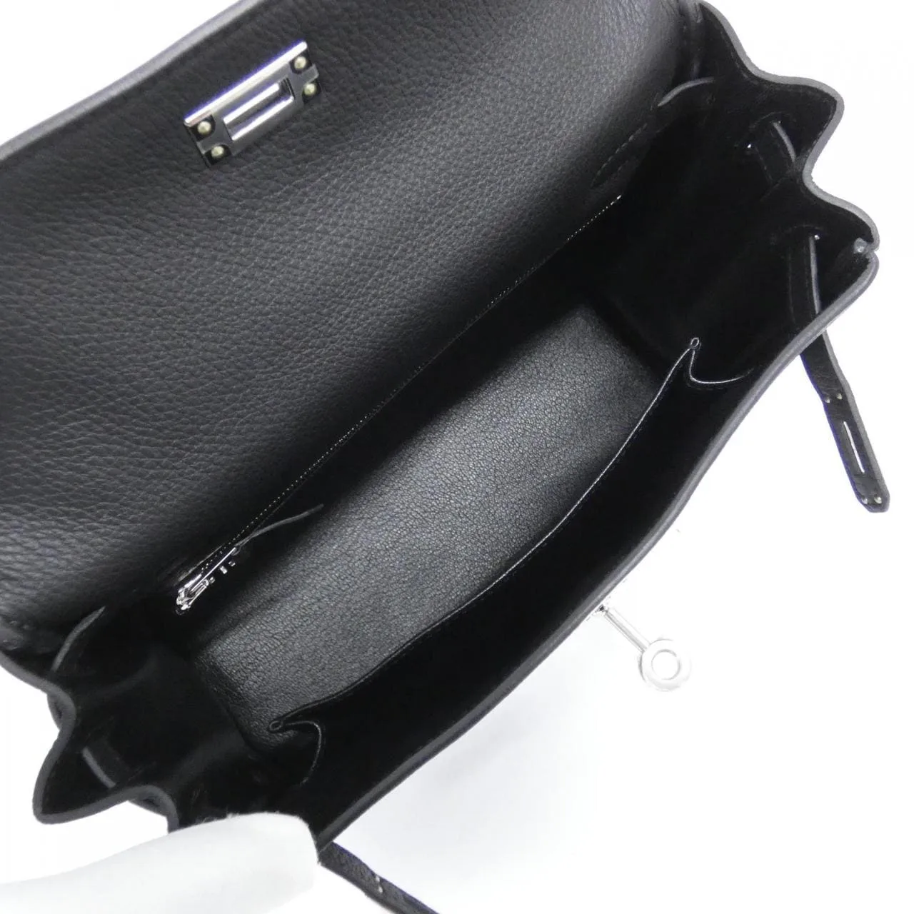 HERMES Kelly 044624CK Handbag Togo Black Togo Leather Rank A - Thumbnail 6