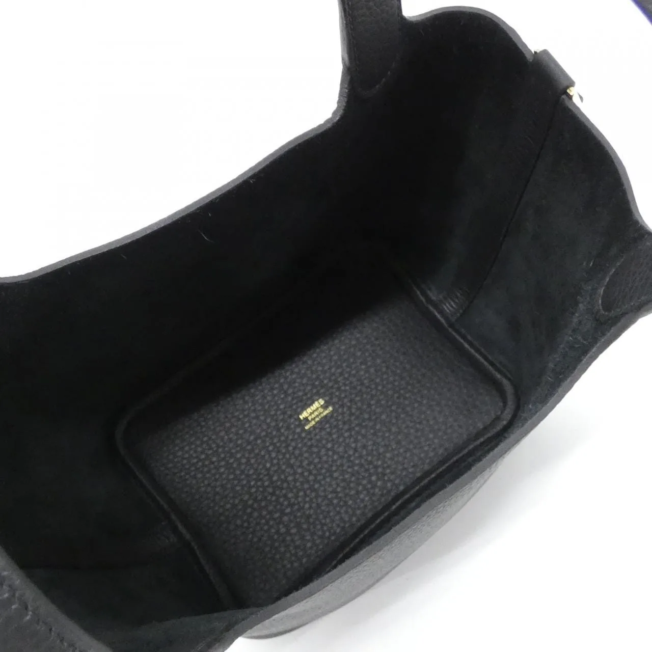 HERMES Picotin 056289CC Handbag Clemence 黑色 Clemence 皮 中古品A - 縮圖 5