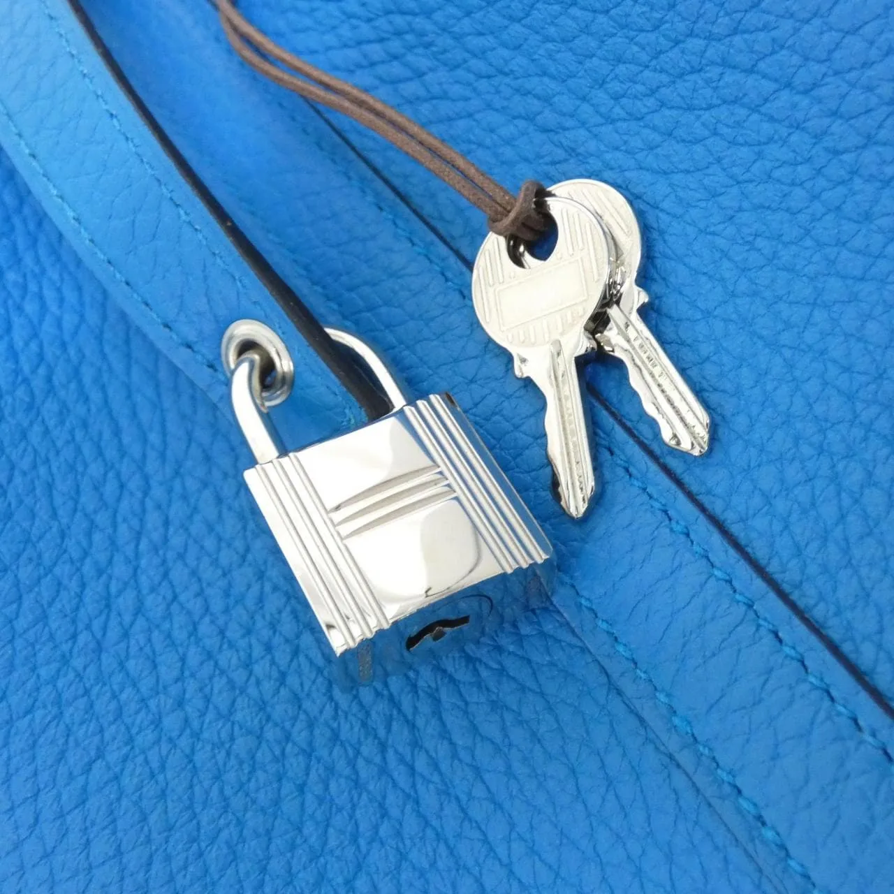 HERMES Picotin 069560CK Handbag Clemence Blue Clemence Leather Rank A - Thumbnail 3