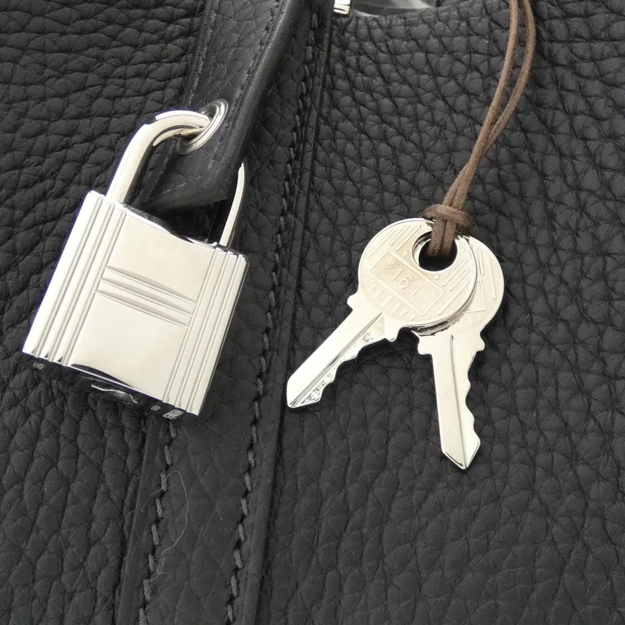 HERMES Picotin 056289CK Handbag Clemence 黑色 Clemence 皮 中古品A - 縮圖 3