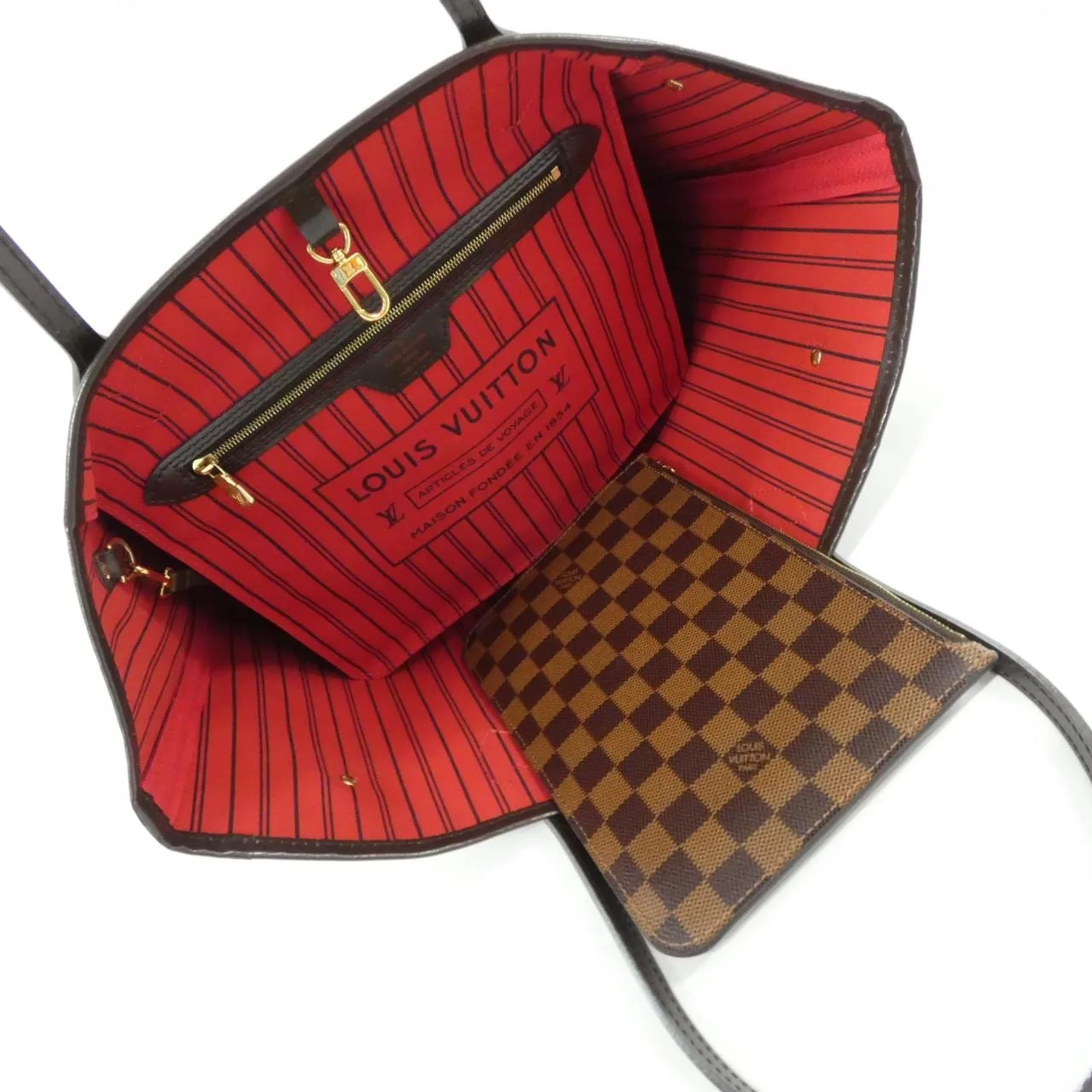 LOUIS VUITTON Neverfull N41358 Tote Damier 黑色 Damier 中古品A - 縮圖 7