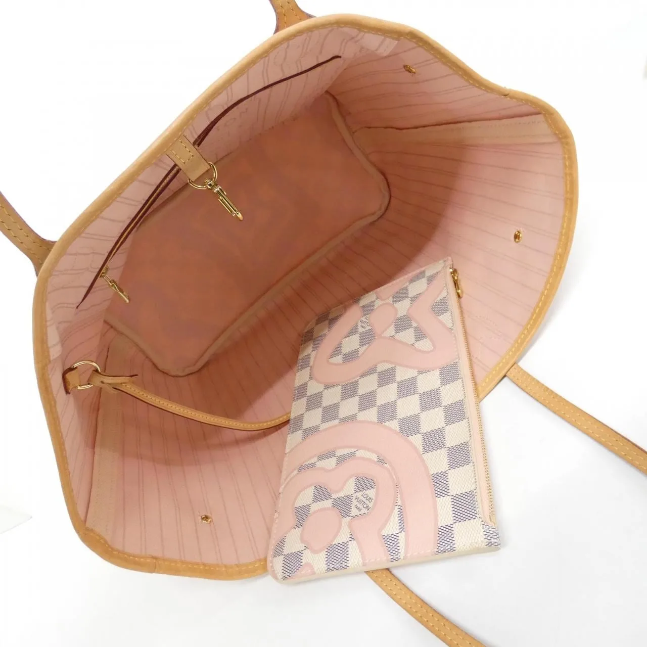 LOUIS VUITTON Neverfull N41050 托特包 Damier 黑色 Damier 中古品A - 縮圖 7