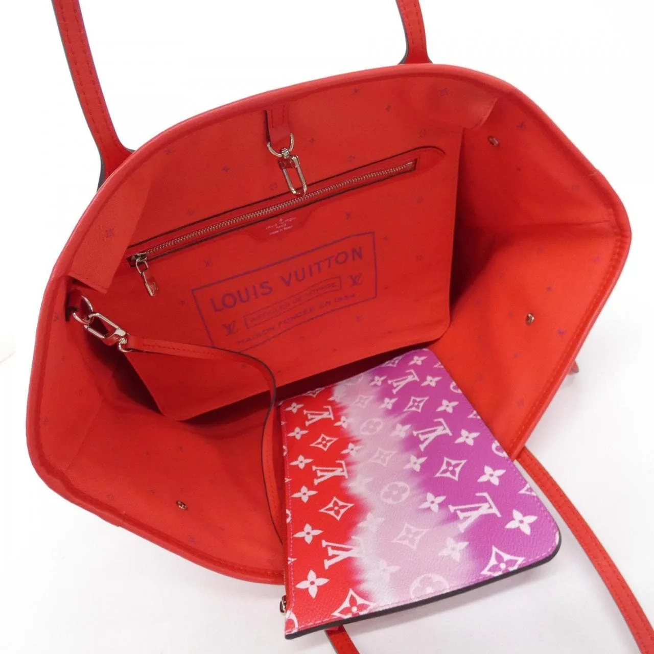LOUIS VUITTON Neverfull M45127 托特包 帆布 Rouge 帆布 中古品A - 縮圖 6