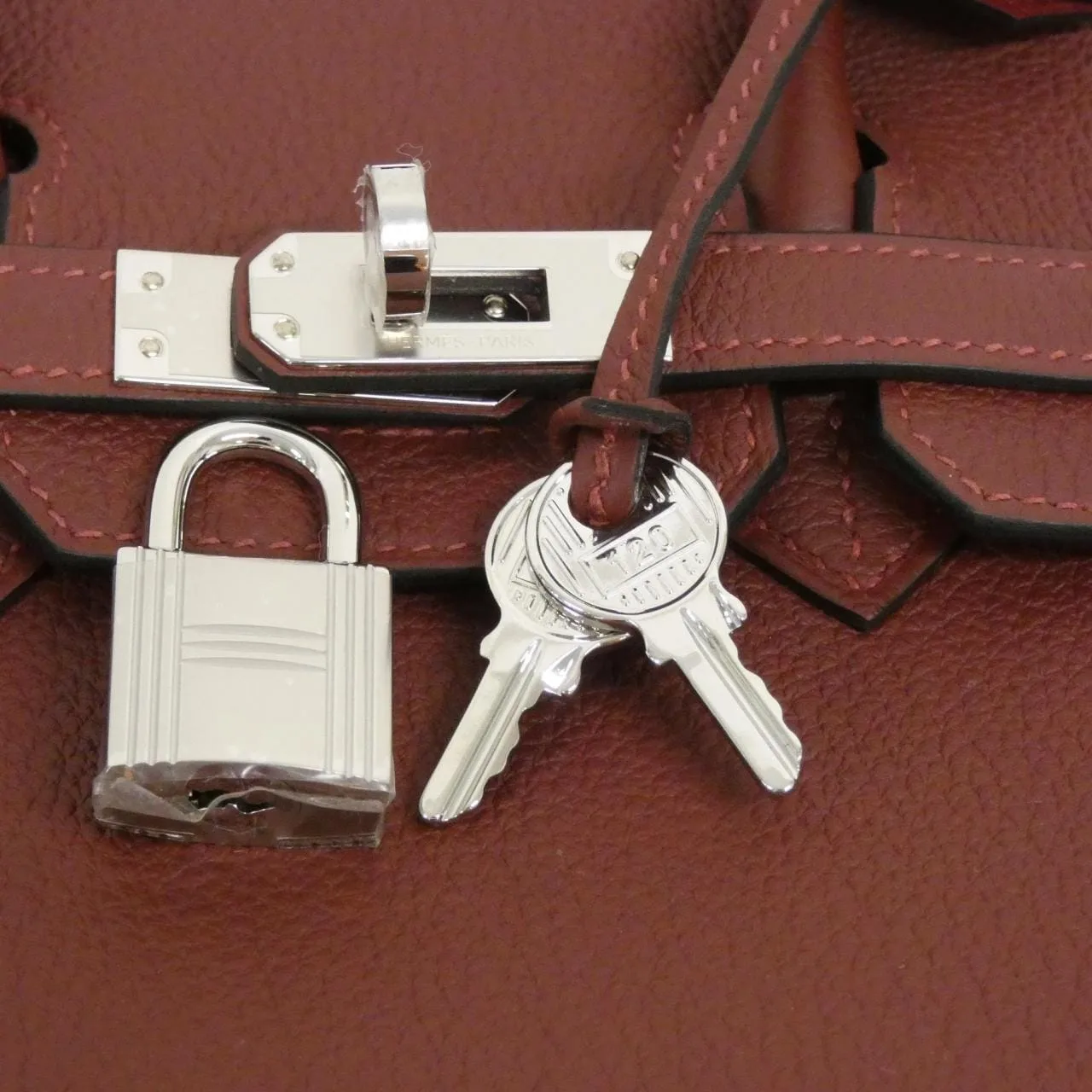 HERMES Birkin 041344CK Handbag Togo Rouge Togo Leather Unused - Thumbnail 4