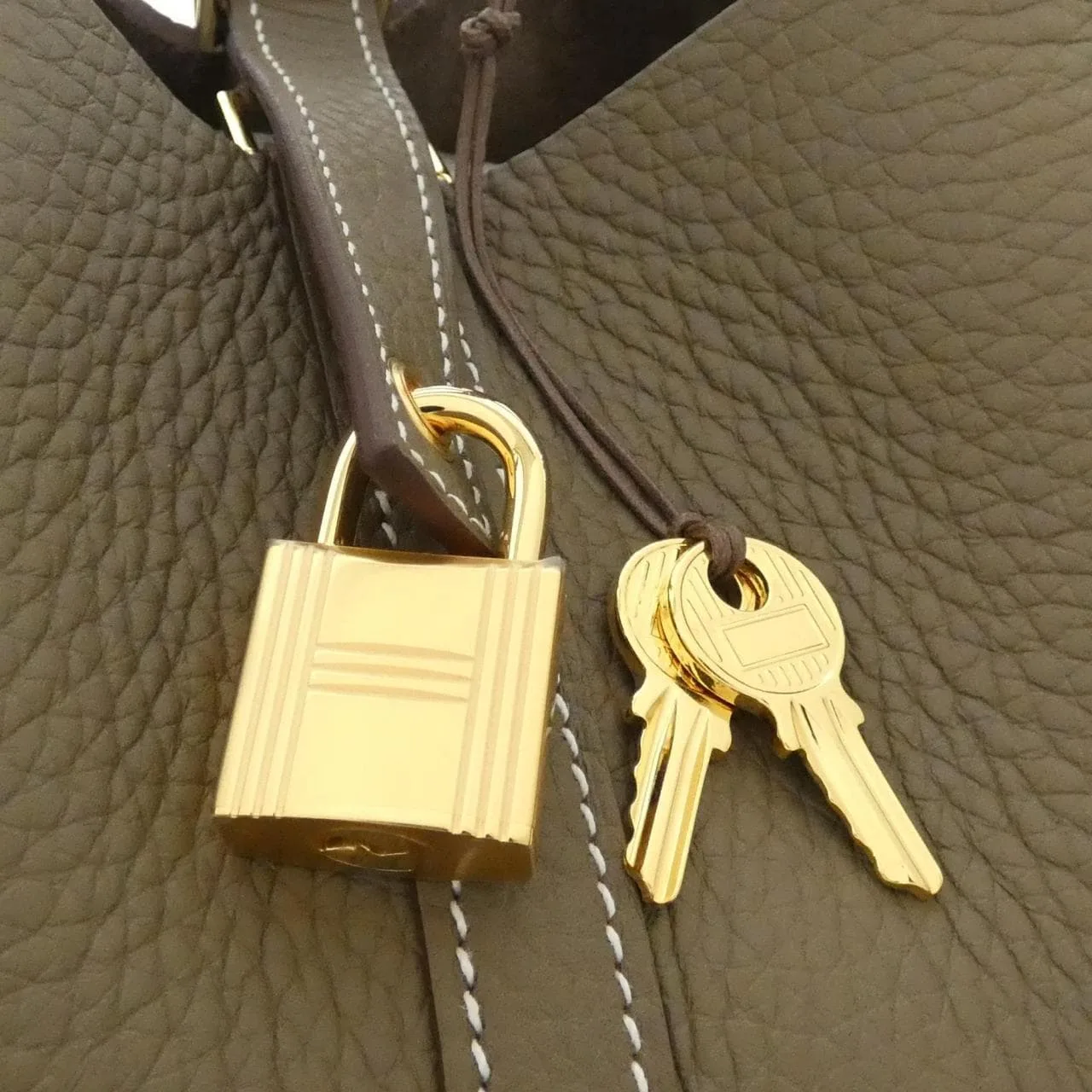 HERMES Picotin 056289CC Handbag Clemence Etoupe Clemence Leather Rank A - Thumbnail 3