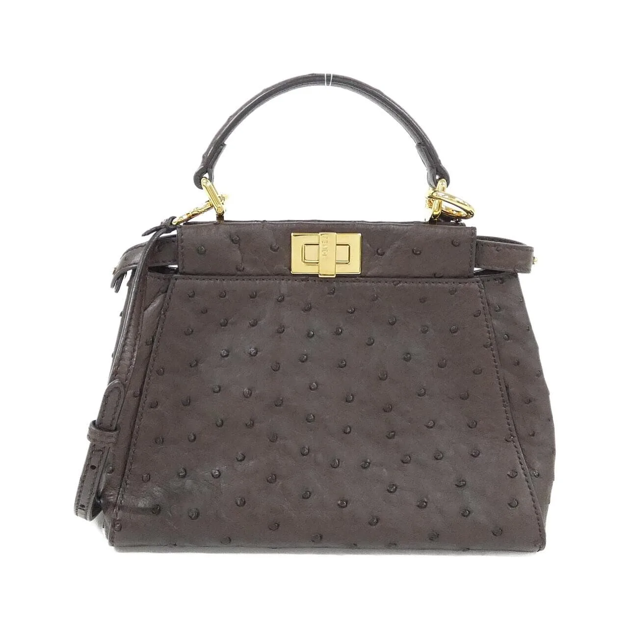 FENDI Peekaboo 8BN244 U9D 手提包 鴕鳥皮