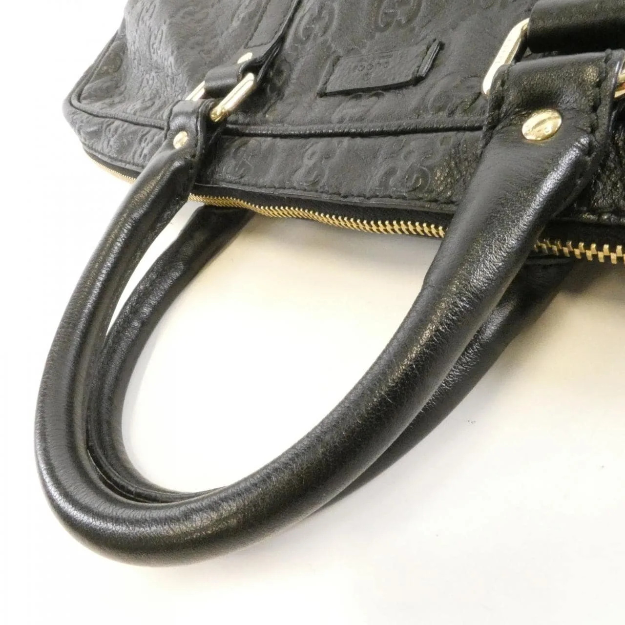 GUCCI 201480 BNX1G Handbag Leather 黑色 皮革 中古品A - 縮圖 7