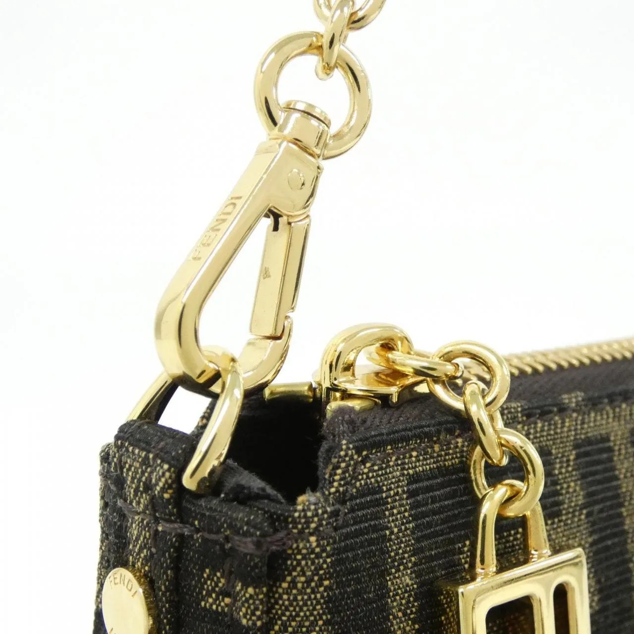 FENDI Baguette 8BS073 AD23 Shoulder Canvas 黑色 帆布 中古品A - 縮圖 4