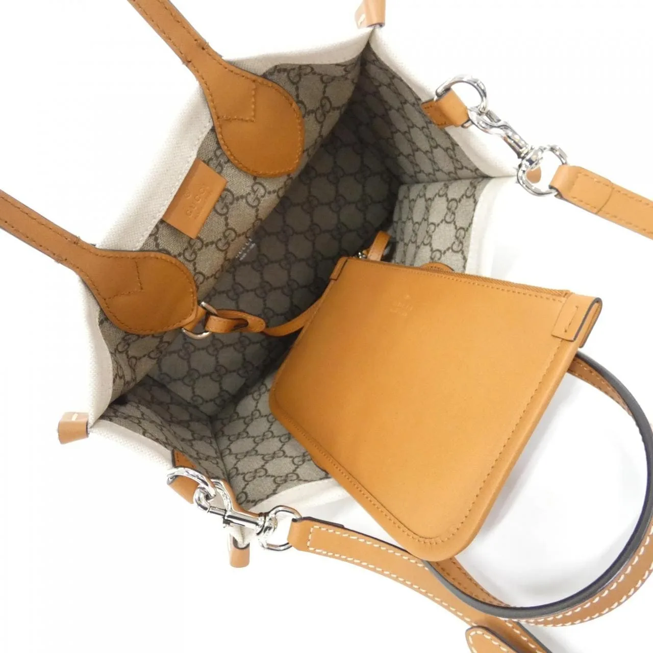 GUCCI 772144 FACUL Handbag Canvas 黑色 帆布 中古品A - 縮圖 7