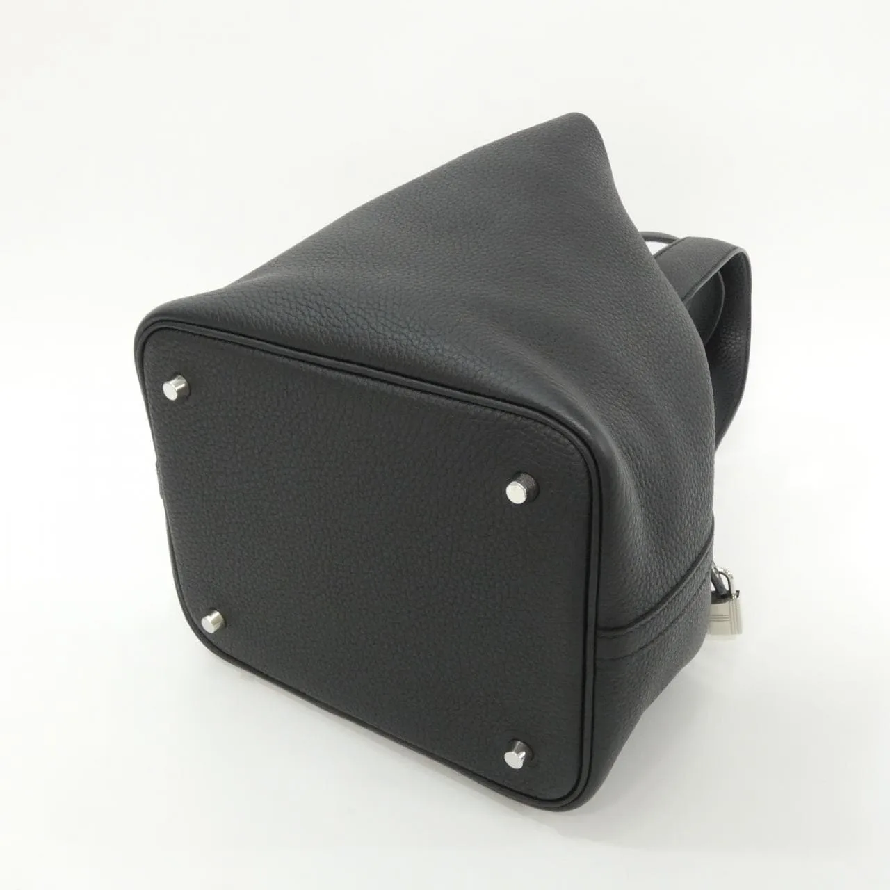 HERMES Picotin 060991CK Handbag Clemence Black Clemence Leather Rank A - Thumbnail 2