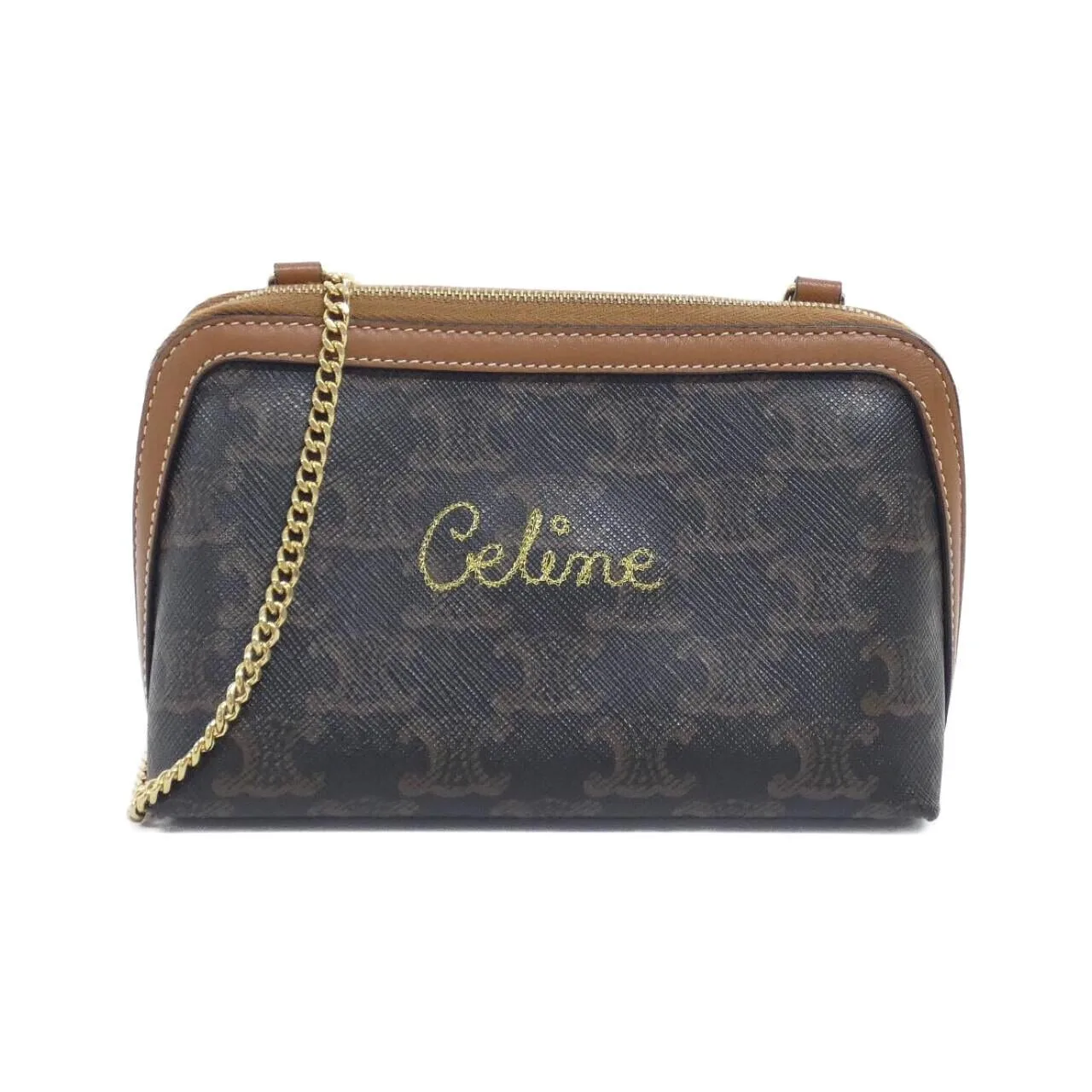 CELINE Triomphe 10E382CCH Shoulder Canvas Black