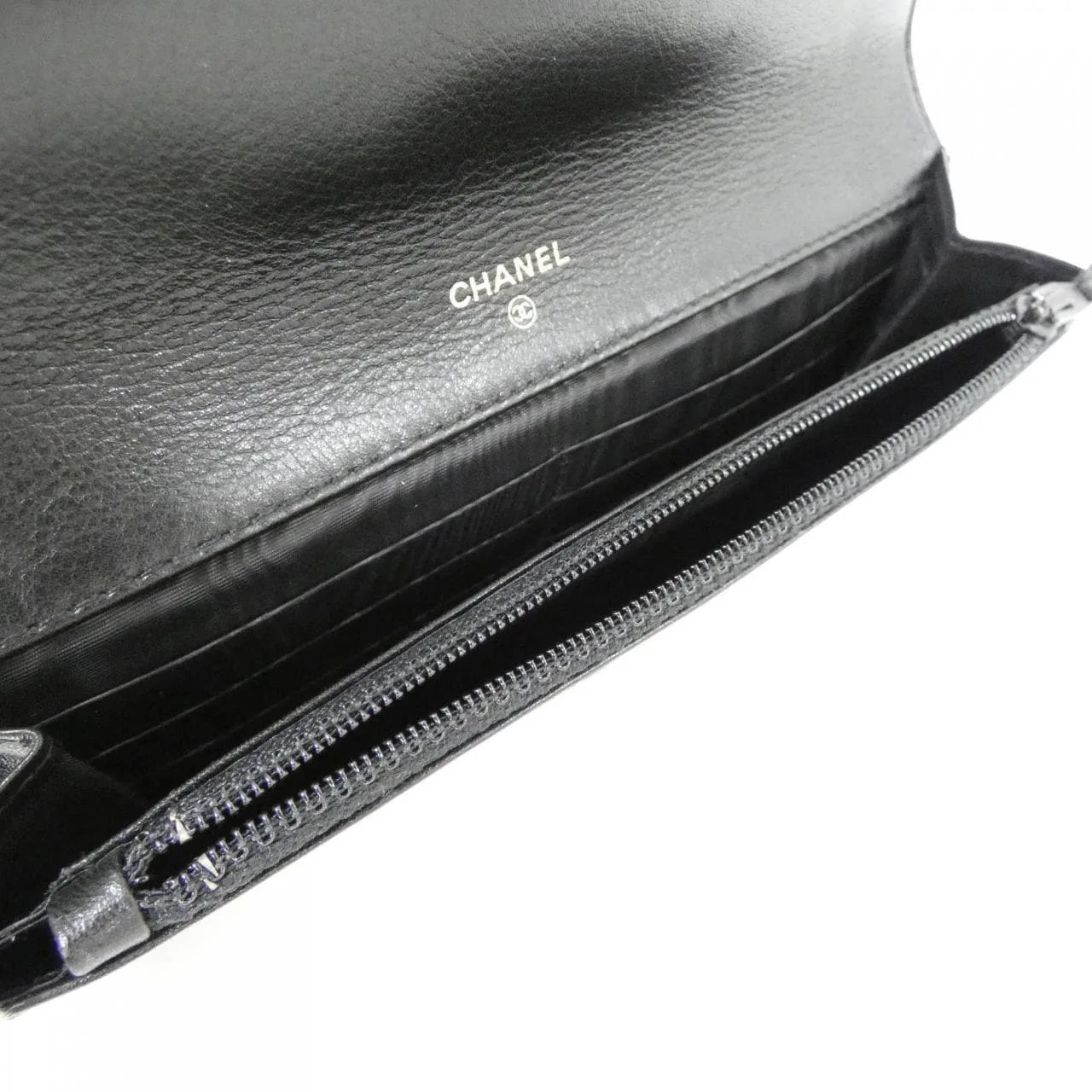 CHANEL 01434 Wallet Grained Calfskin Black Grained Calfskin Rank A - Thumbnail 6