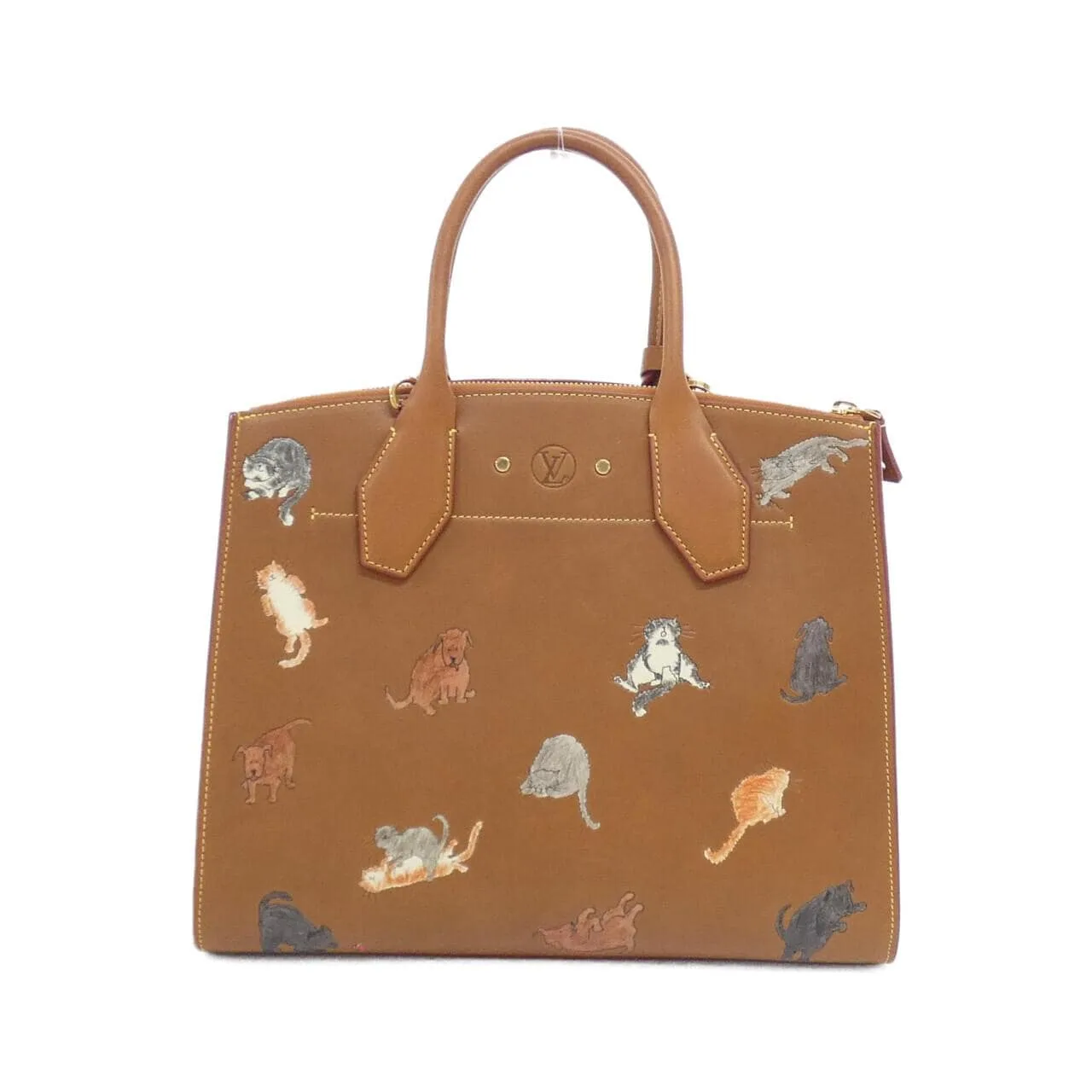 LOUIS VUITTON Steamer M52969 Handbag Lambskin Camel Lambskin Rank A - Thumbnail 2