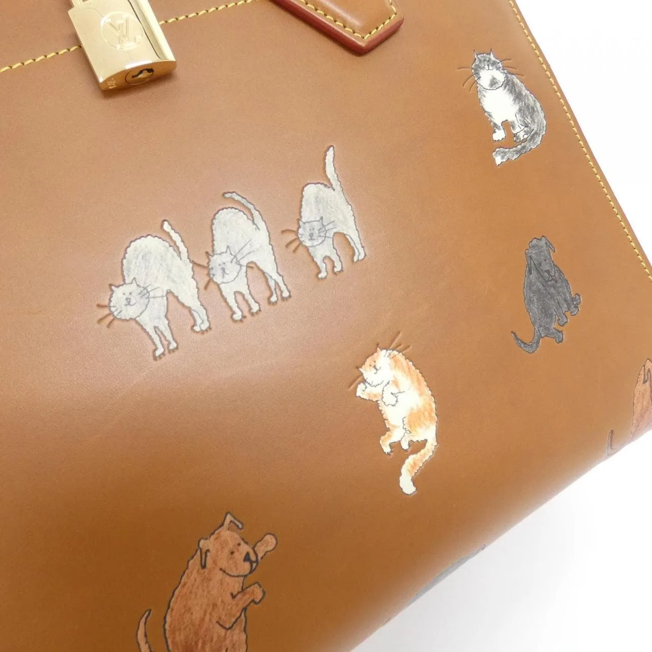 LOUIS VUITTON Steamer M52969 Handbag Lambskin Camel Lambskin Rank A - Thumbnail 6
