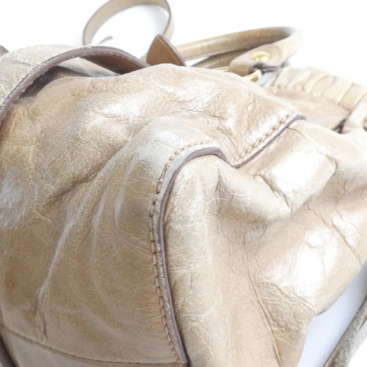 MIU MIU Handbag Leather Brown Leather - Thumbnail 4