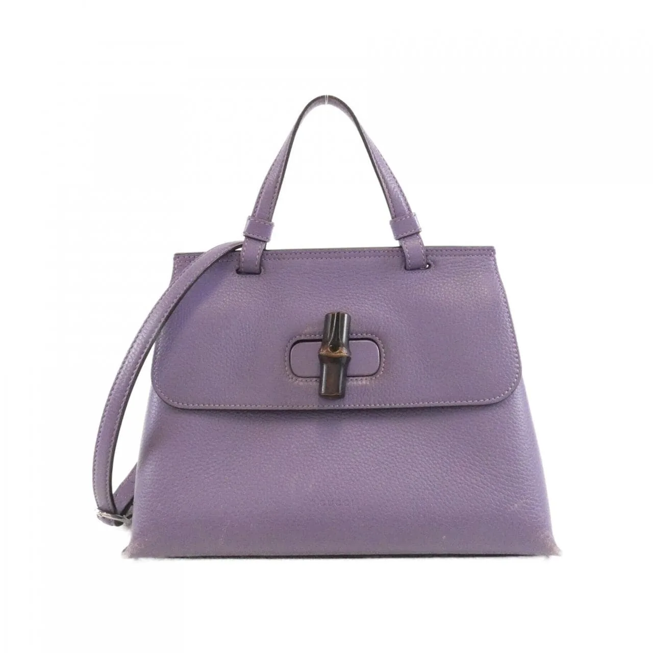 GUCCI Bamboo Daily 370831 Handbag Leather Purple