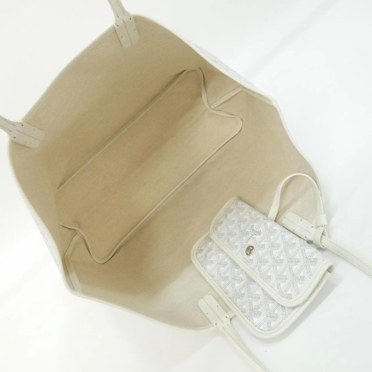 GOYARD Saint Louis AMA LOUIS PM Tote Canvas 白色 帆布 中古品A - 縮圖 6