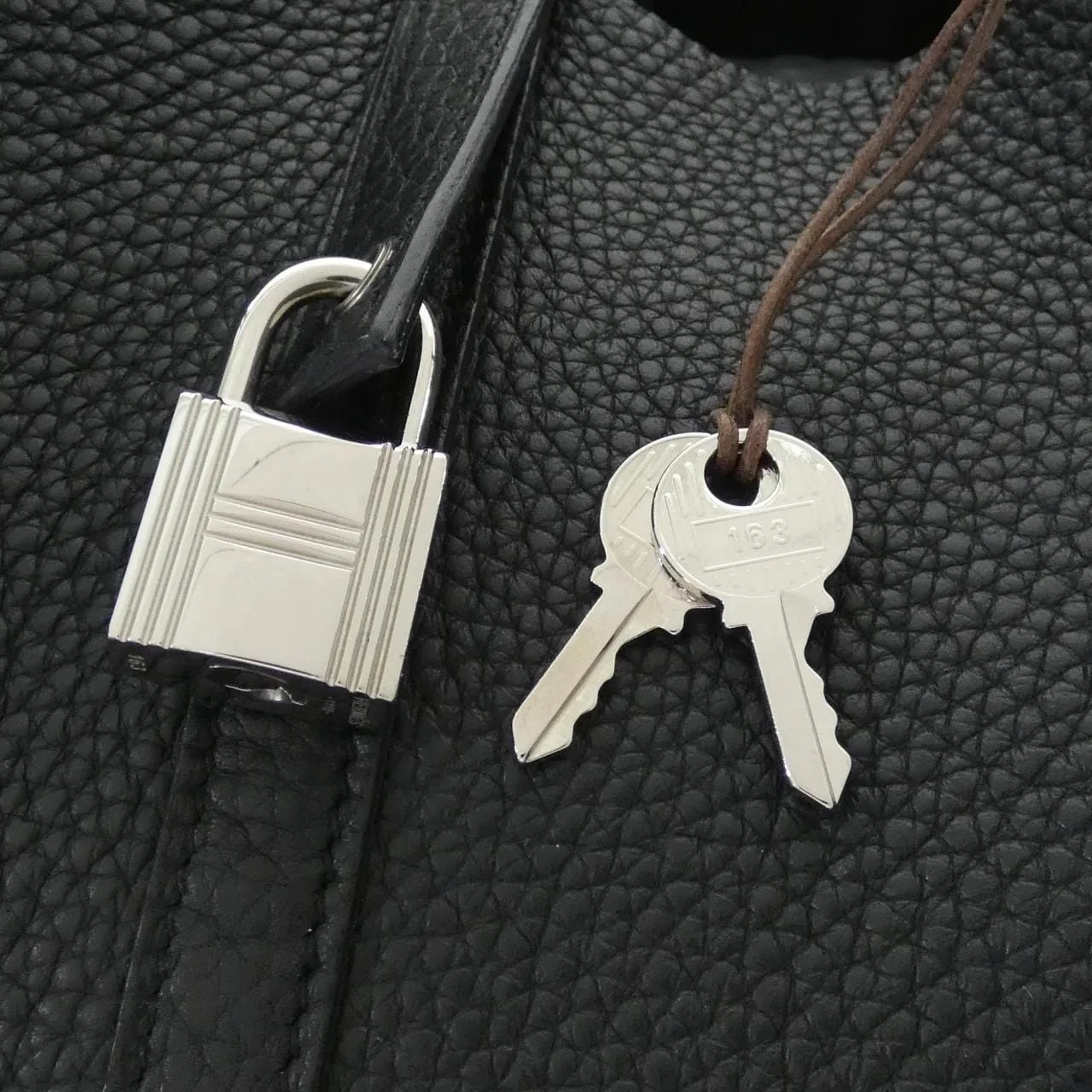 HERMES Picotin 060991CK Handbag Clemence Black Clemence Leather Rank A - Thumbnail 5