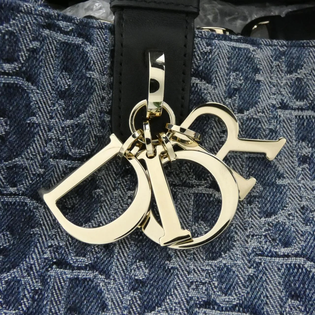 DIOR Toujours M2820ODCE Handbag Denim 黑色 牛仔布 中古品A - 縮圖 4