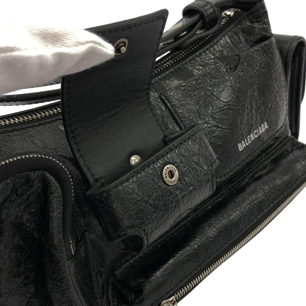 BALENCIAGA 802227 210C8 Shoulder Lambskin Black Lambskin Rank A - Thumbnail 4