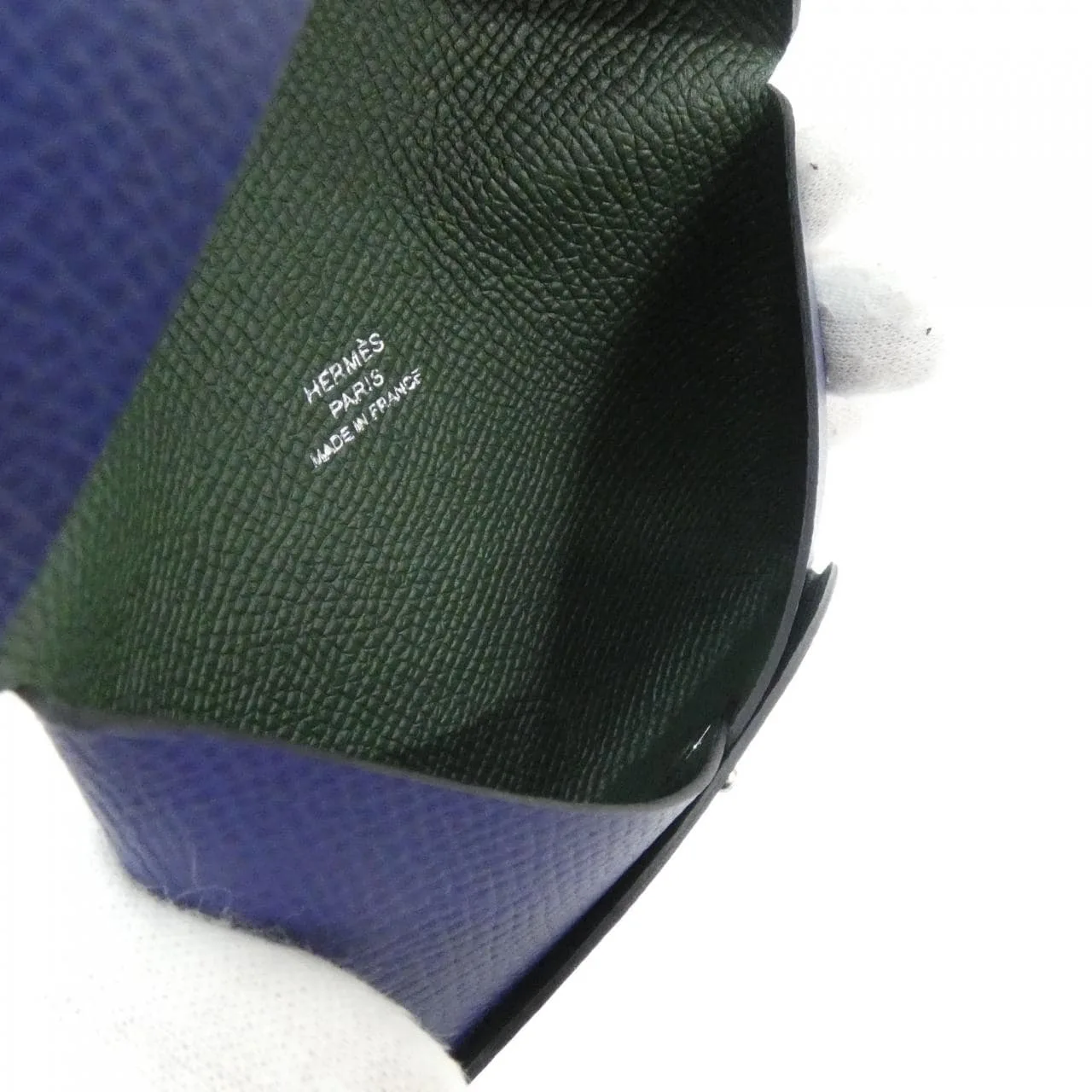 HERMES 078475CK Card Case Epsom Blue Epsom Leather Rank A - Thumbnail 3