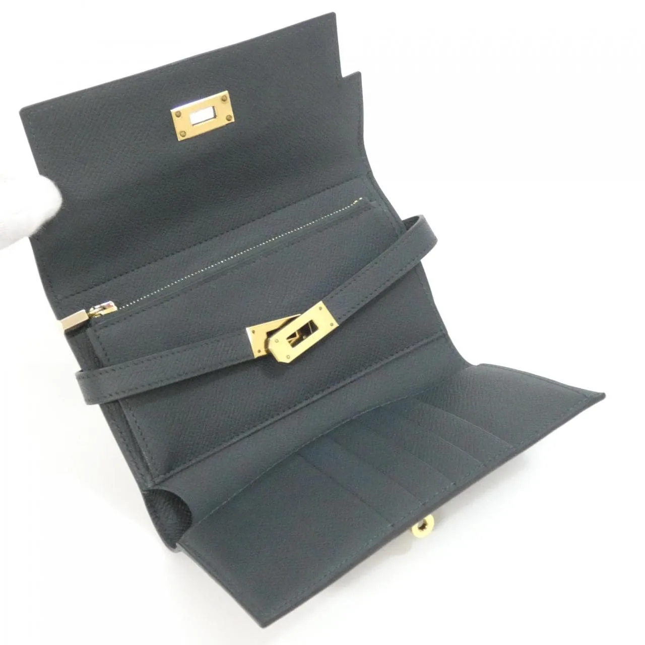 HERMES Kelly 054750CC Wallet Epsom Black Epsom Leather Rank A - Thumbnail 4