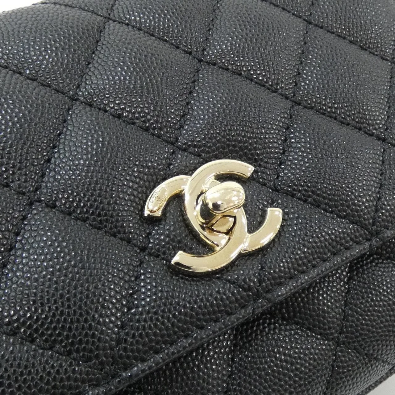 CHANEL Coco Handle AS2215 Handbag Grained Calfskin Black Grained Calfskin Rank A - Thumbnail 4