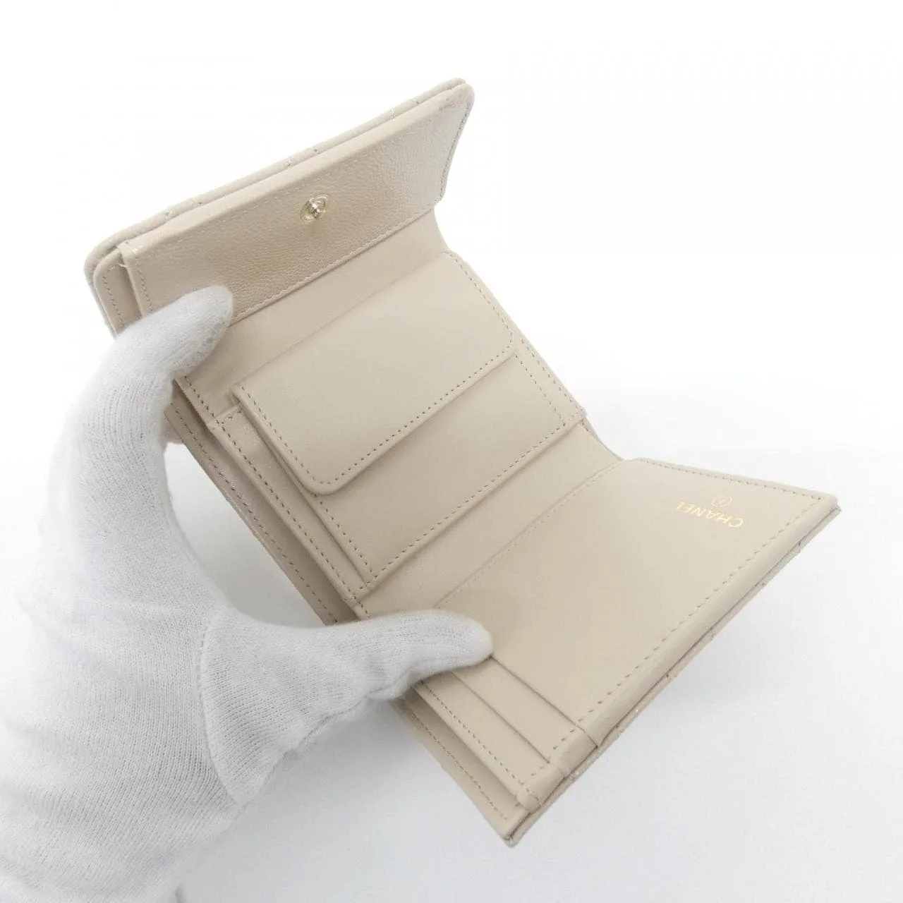 CHANEL AP4557 Wallet Grained Calfskin Beige Grained Calfskin Rank A - Thumbnail 4