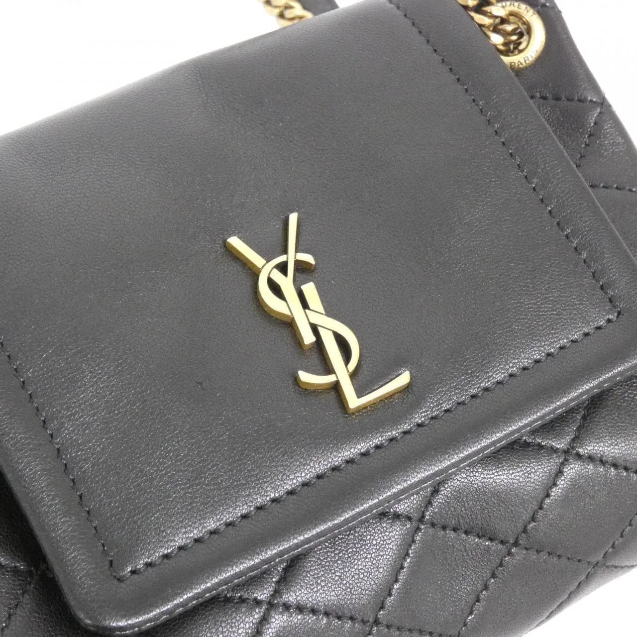 SAINT LAURENT 672738 1EL07 Shoulder Lambskin Black Lambskin Rank A - Thumbnail 4