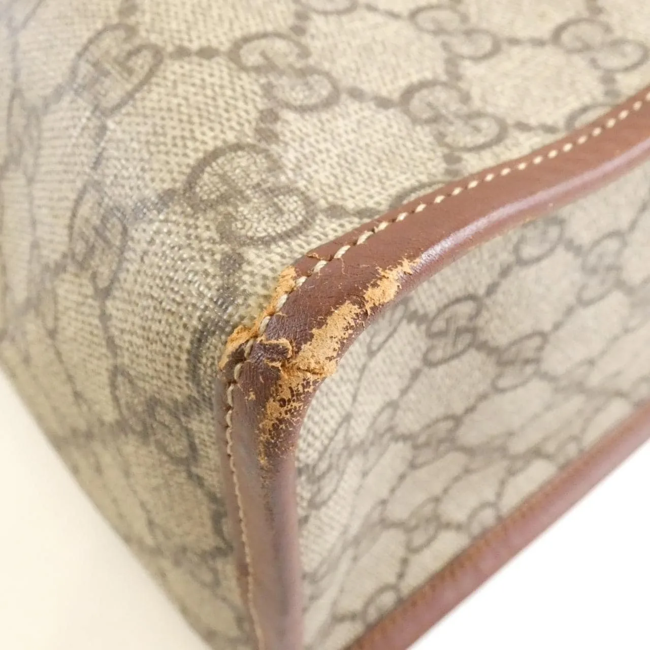 GUCCI 211124 手提包 皮革 米色 皮革 中古品A - 縮圖 3