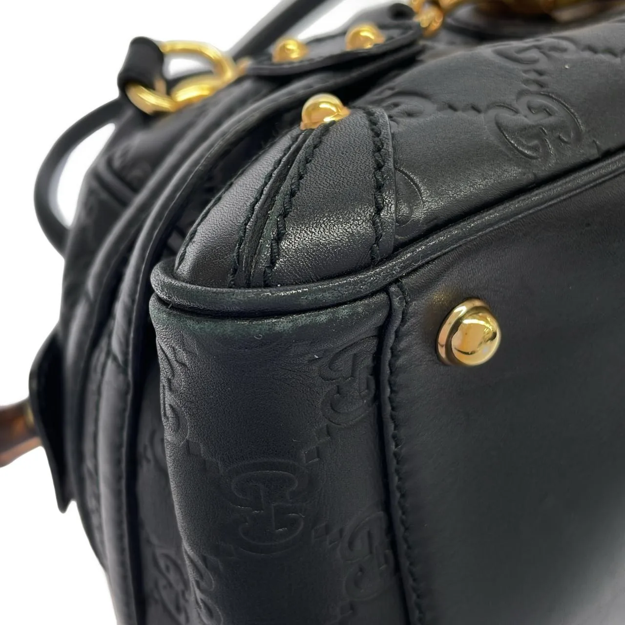 GUCCI 159399 手提包 皮革 黑色 皮革 中古品A - 縮圖 3