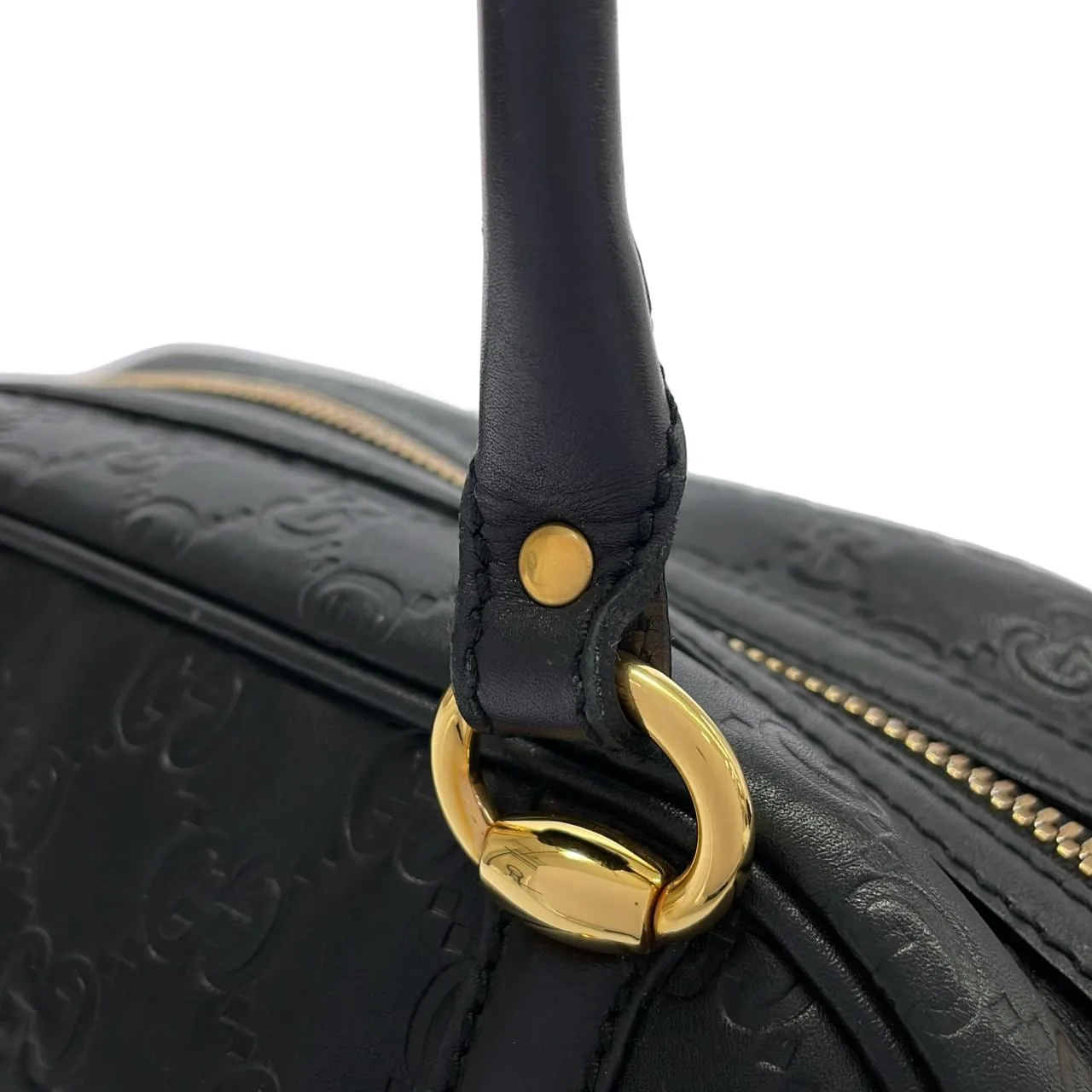 GUCCI 159399 手提包 皮革 黑色 皮革 中古品A - 縮圖 4