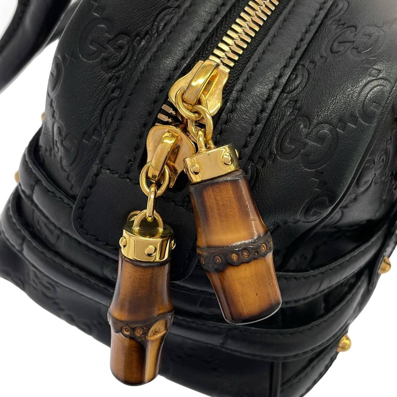 GUCCI 159399 手提包 皮革 黑色 皮革 中古品A - 縮圖 5