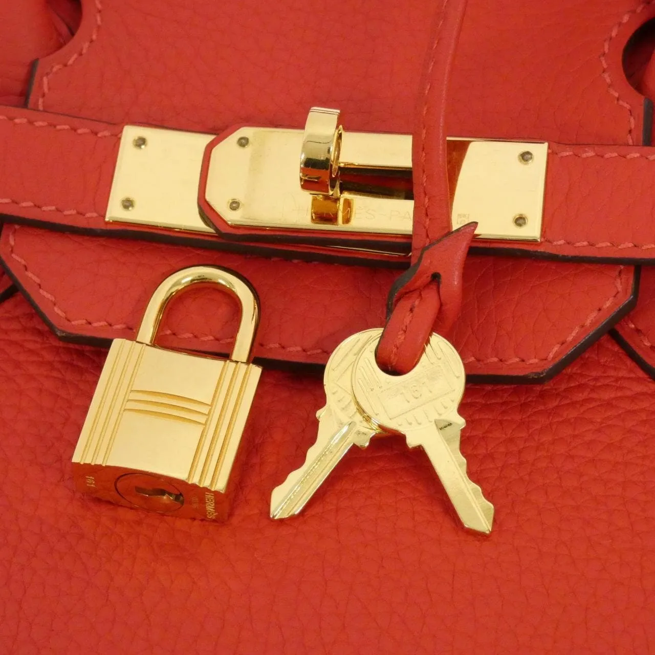 HERMES Birkin 025789CC Handbag Clemence Rouge Clemence Leather Rank A - Thumbnail 7
