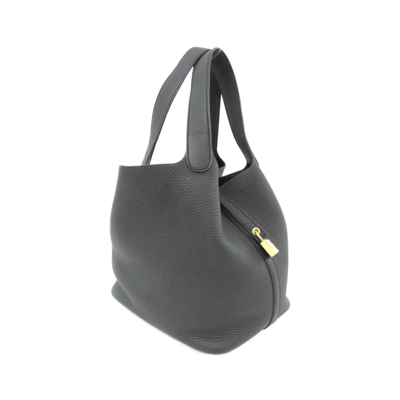 HERMES Picotin 060991CC Handbag Clemence Black