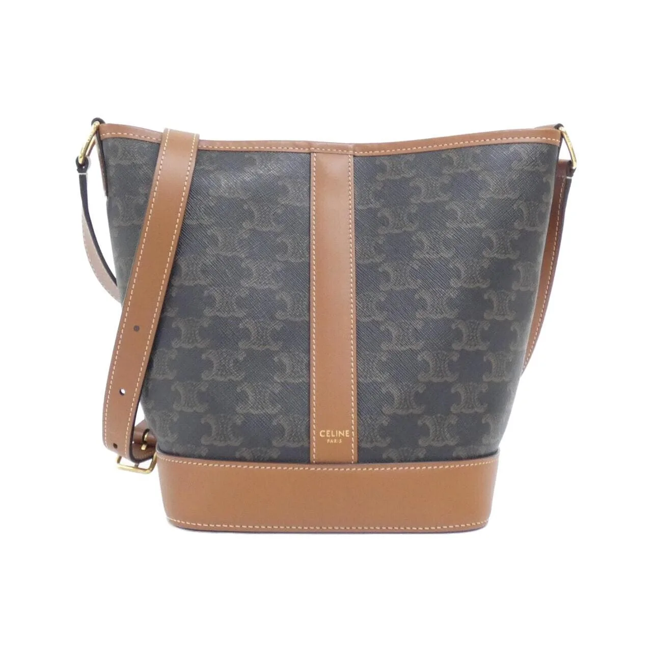 CELINE Triomphe 191442CAS Shoulder Canvas Black