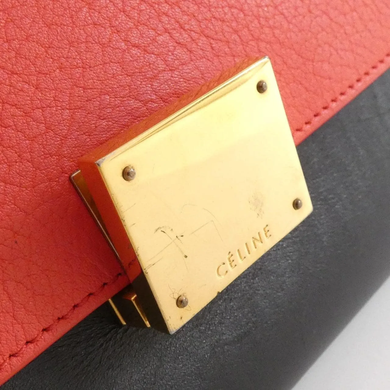 CELINE 174683VTI Handbag Leather Black Leather Rank B - Thumbnail 4