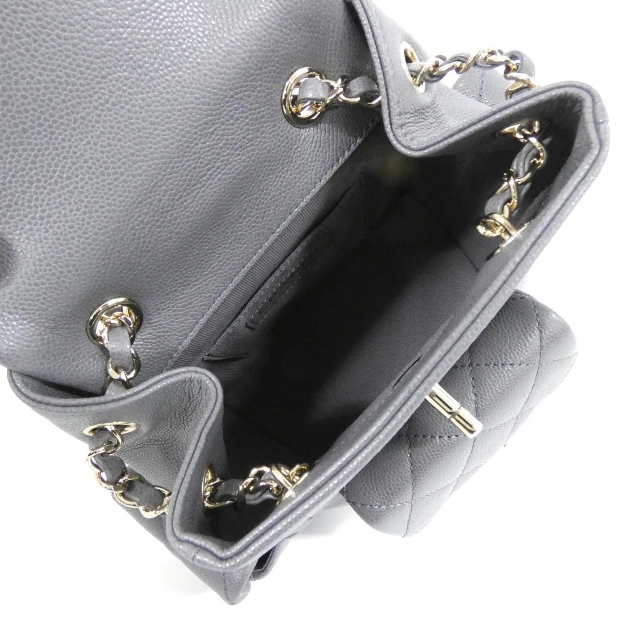 CHANEL AS4399 Backpack Grained Calfskin 灰色 荔枝紋牛皮 中古品A - 縮圖 6