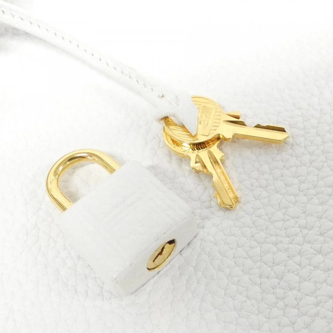 HERMES Birkin 025789CC Handbag Clemence White Clemence Leather Rank A - Thumbnail 4