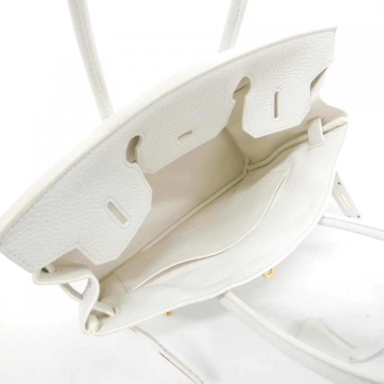 HERMES Birkin 025789CC Handbag Clemence White Clemence Leather Rank A - Thumbnail 10