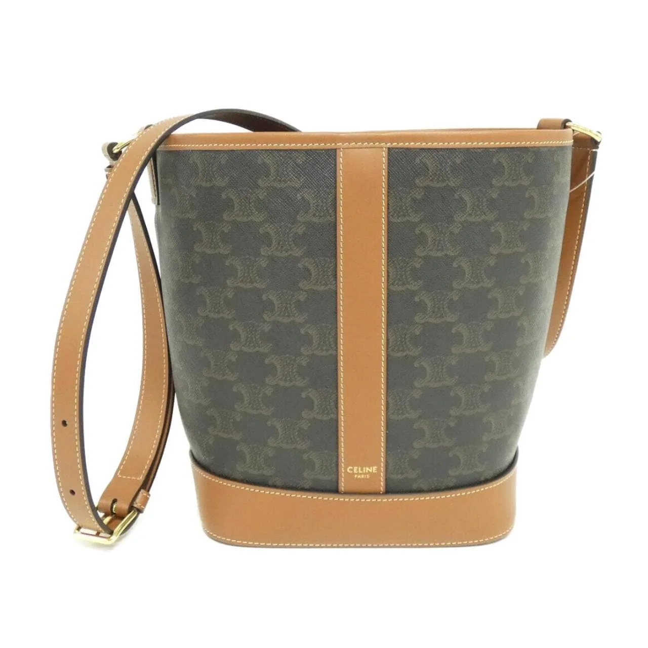 CELINE Triomphe 191442CAS Shoulder Canvas Black