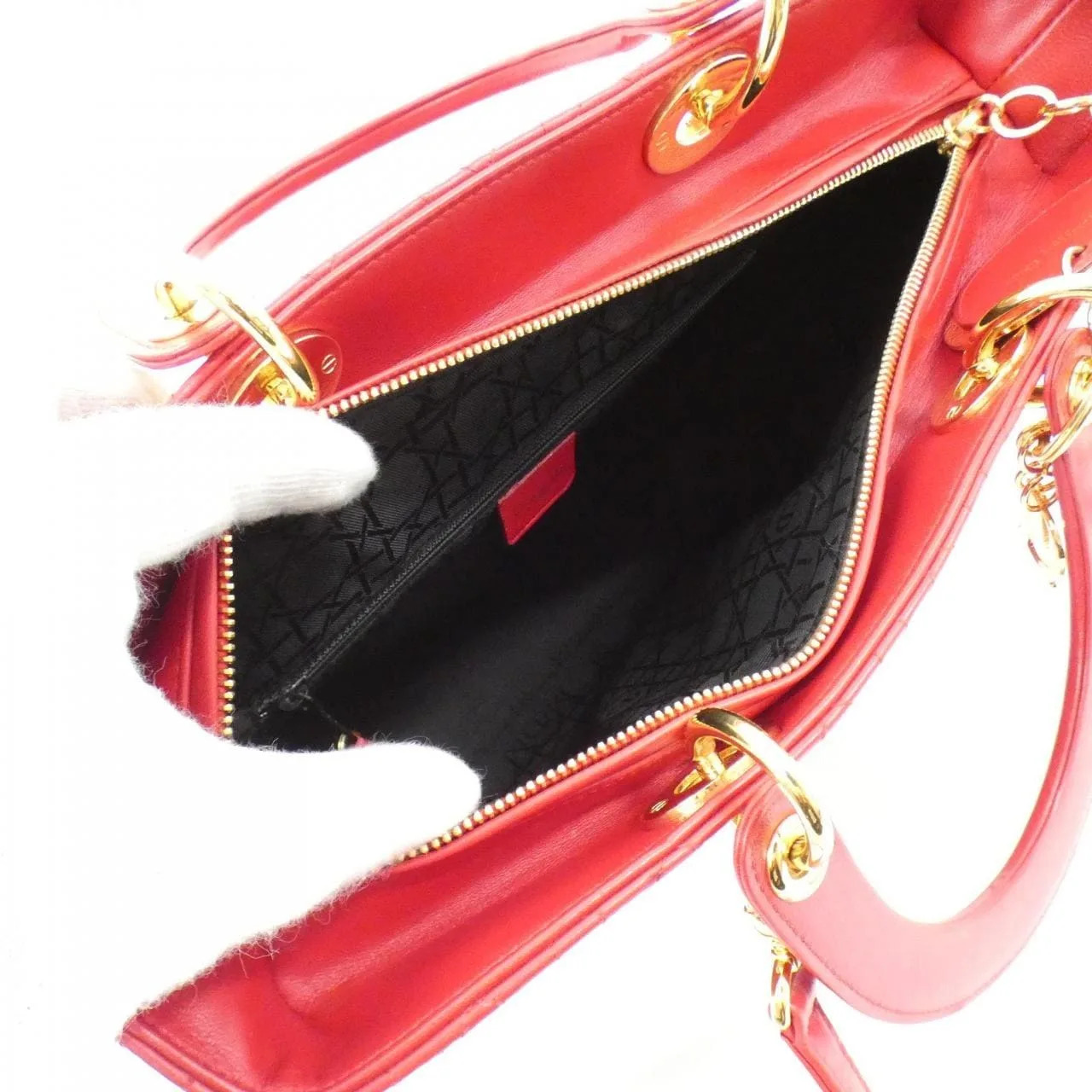 DIOR Lady Dior CAL44560 Handbag Lambskin Rouge Lambskin - Thumbnail 10