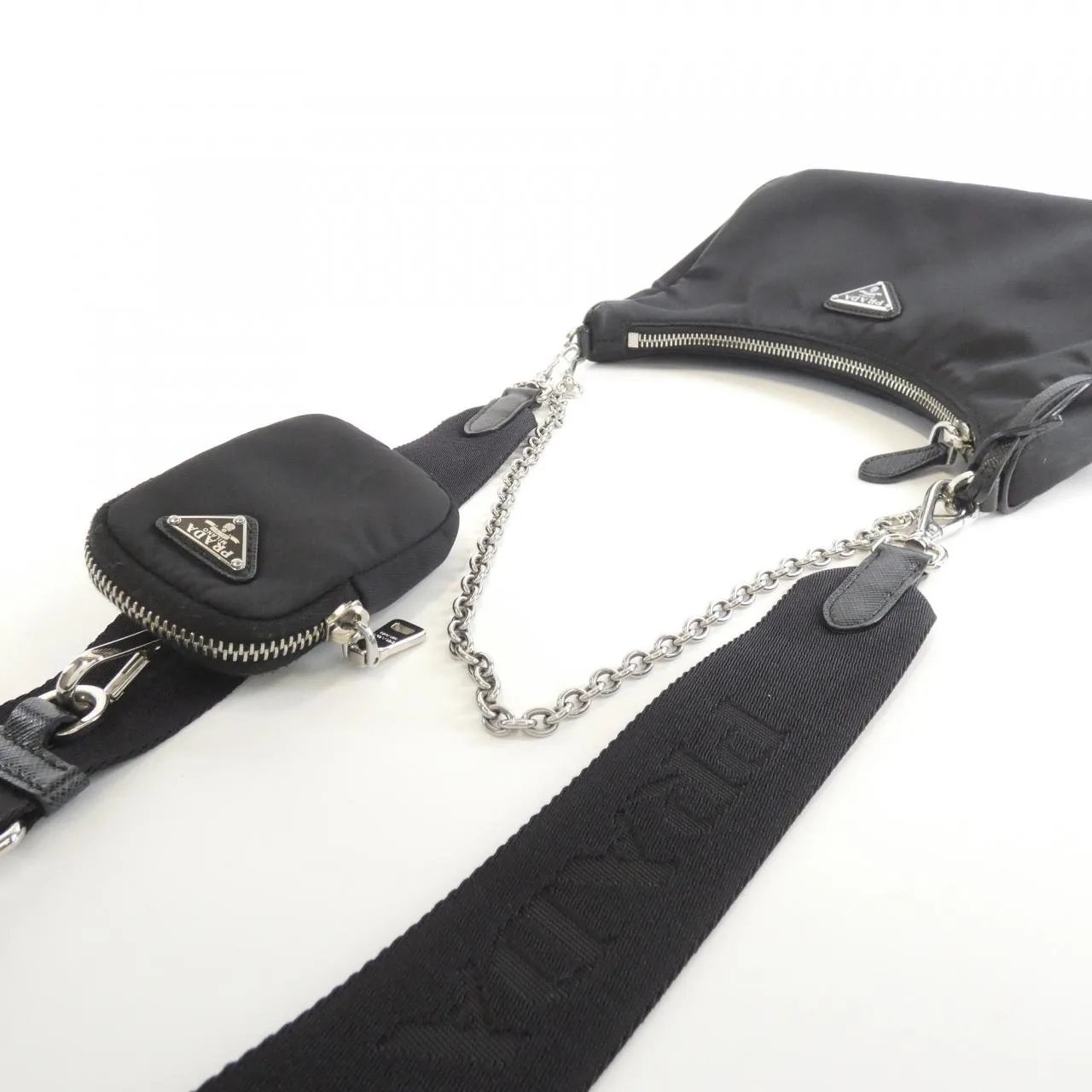 PRADA 1BH204 肩背包 黑色 中古品A - 縮圖 5