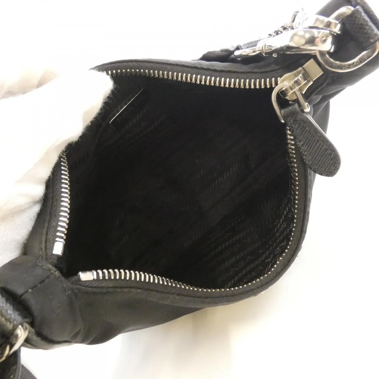 PRADA 1BH204 肩背包 黑色 中古品A - 縮圖 6