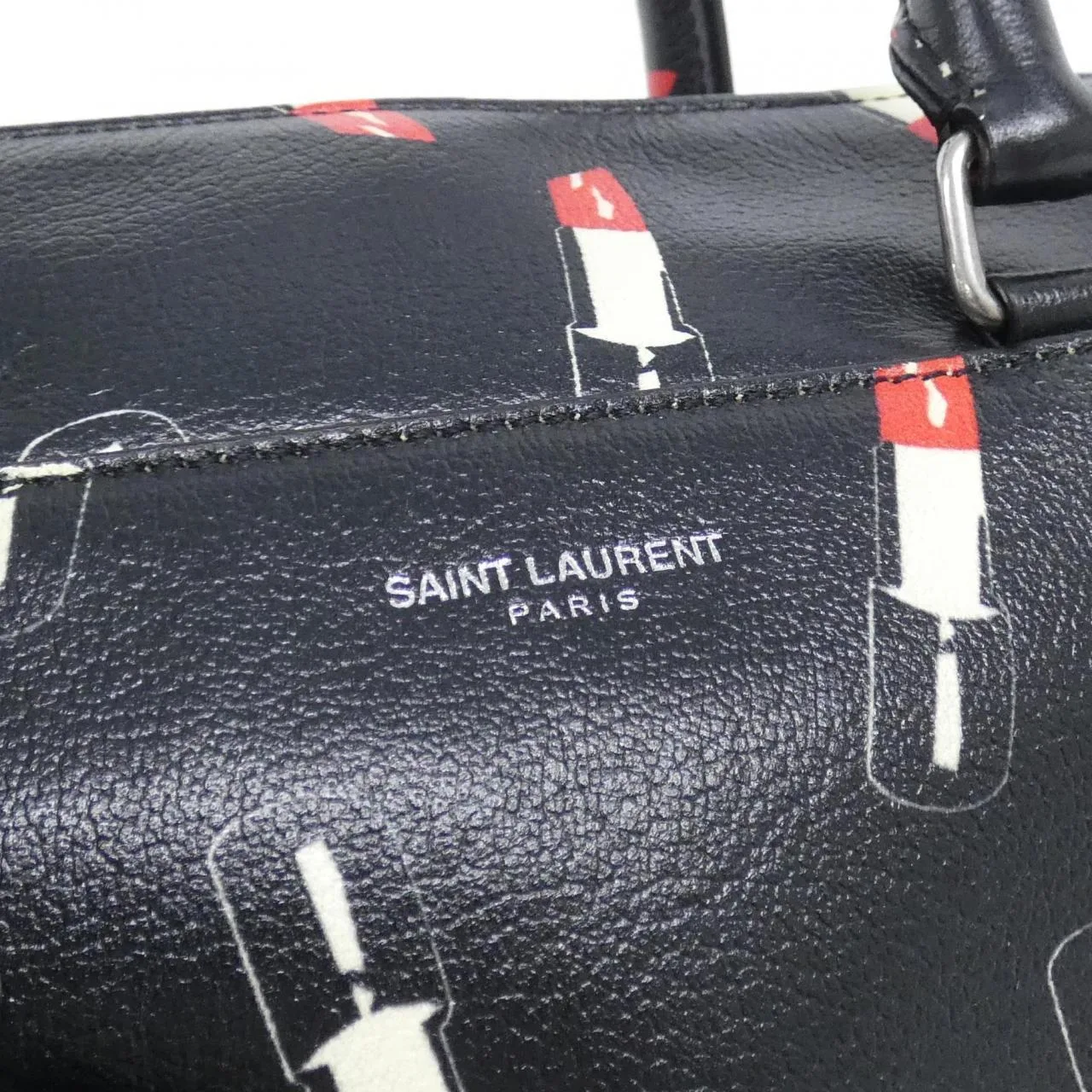 SAINT LAURENT 400422 CUC0E Boston Leather Black Leather - Thumbnail 4