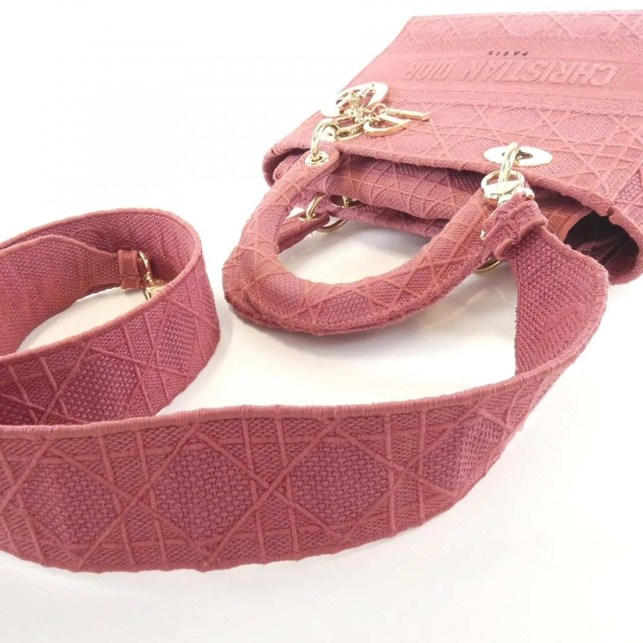 DIOR Lady Dior M0565OREY Handbag Canvas Pink Canvas Rank A - Thumbnail 6