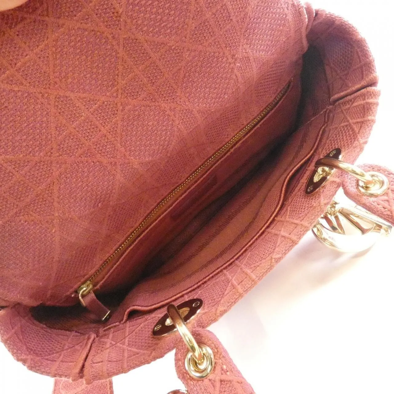 DIOR Lady Dior M0565OREY Handbag Canvas Pink Canvas Rank A - Thumbnail 7