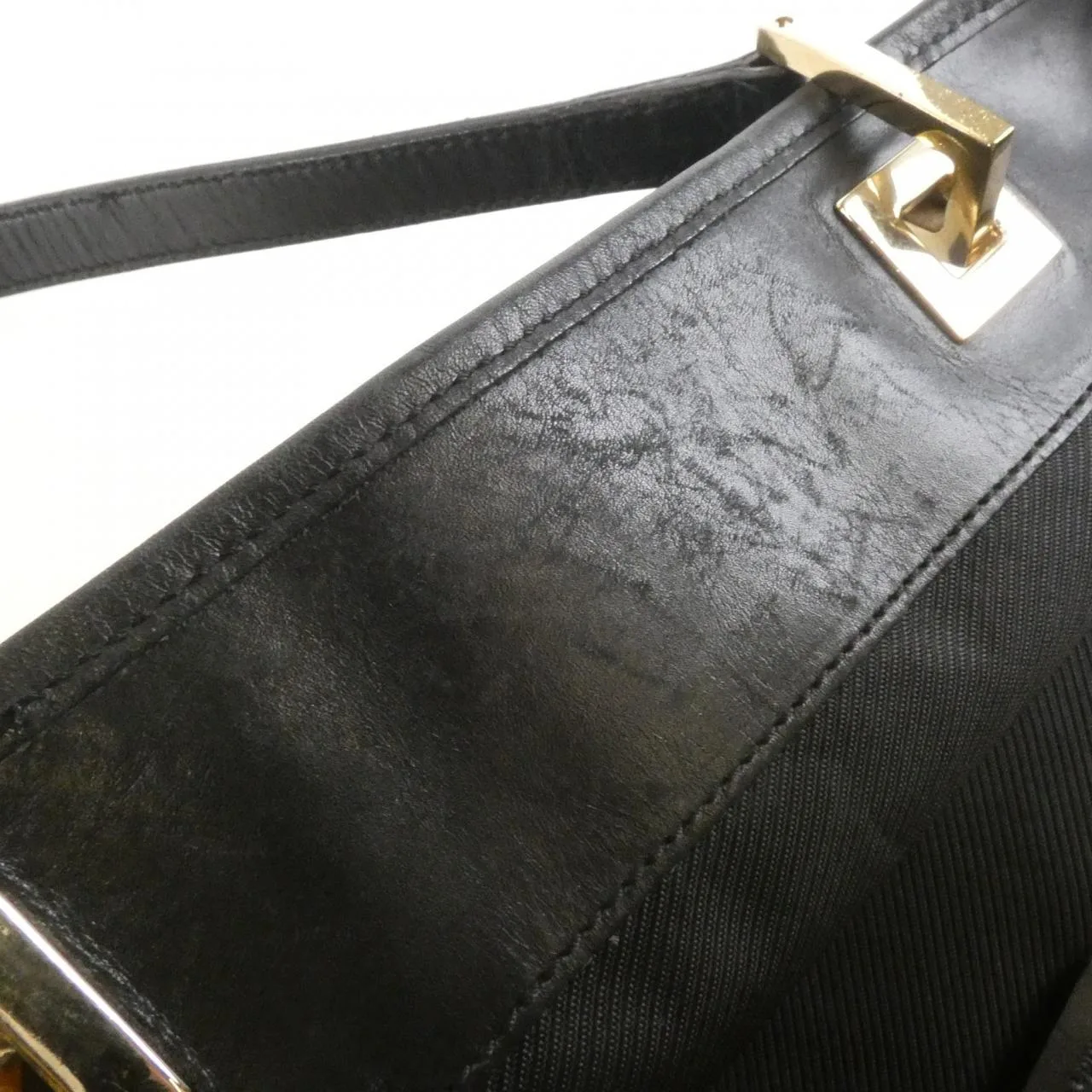 GUCCI 002 1098 Handbag Canvas 黑色 帆布 中古品B - 縮圖 9