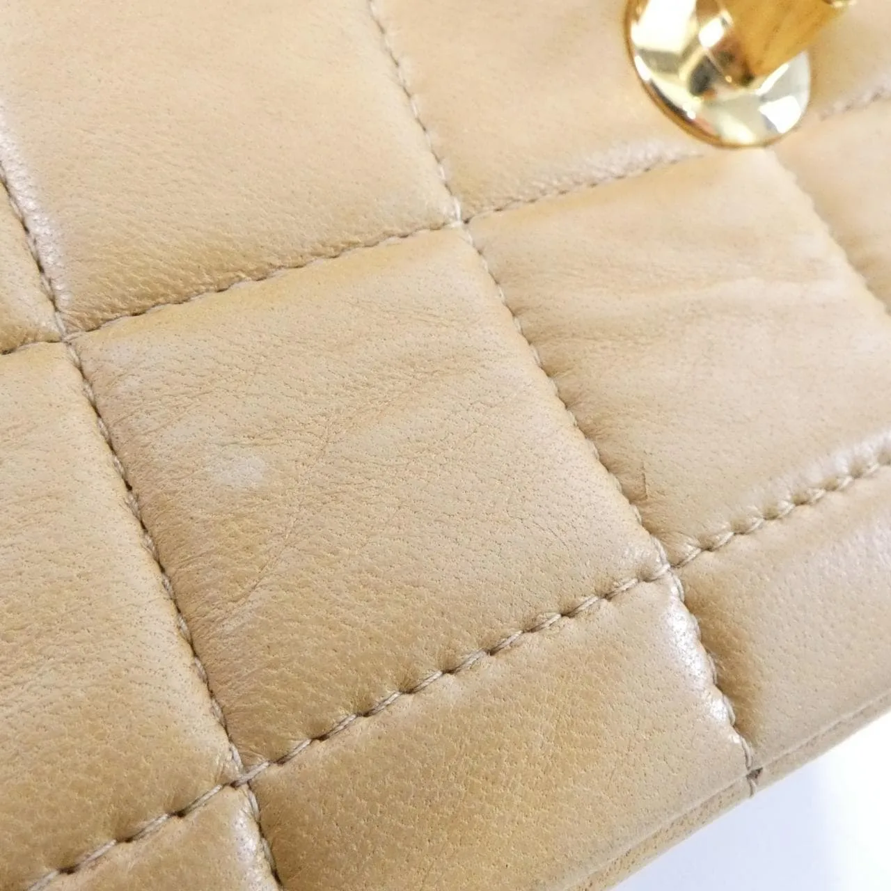 CHANEL 15316 Shoulder Lambskin 米色 羊皮 中古品B - 縮圖 5