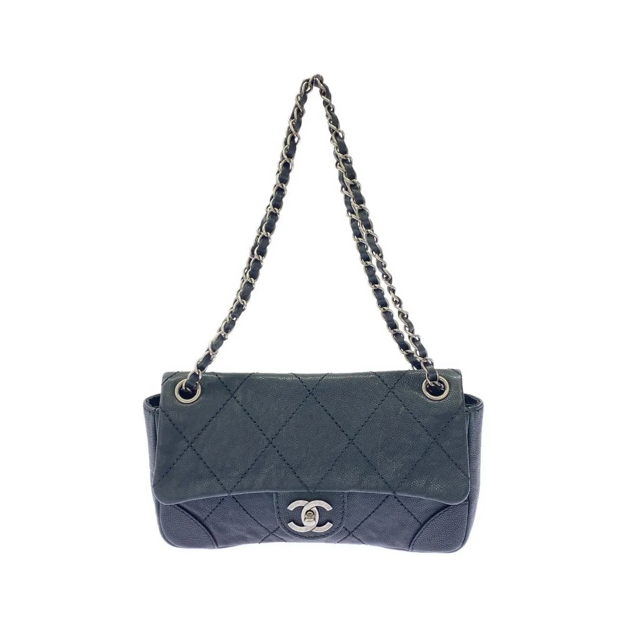 CHANEL 肩背包 魚子醬皮 Black